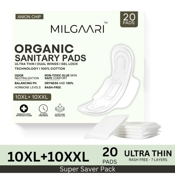 Organic Ultra Thin 100% Cotton Pads 10XL+10XXL